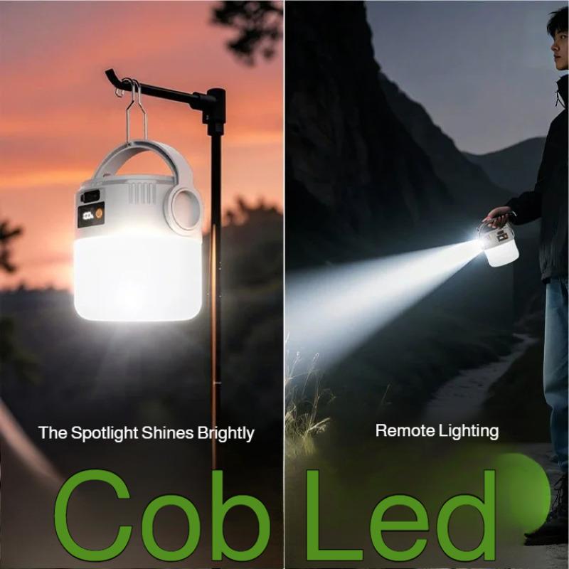 Multipurpose outdoor rechargeable camping light with solar charging and long range