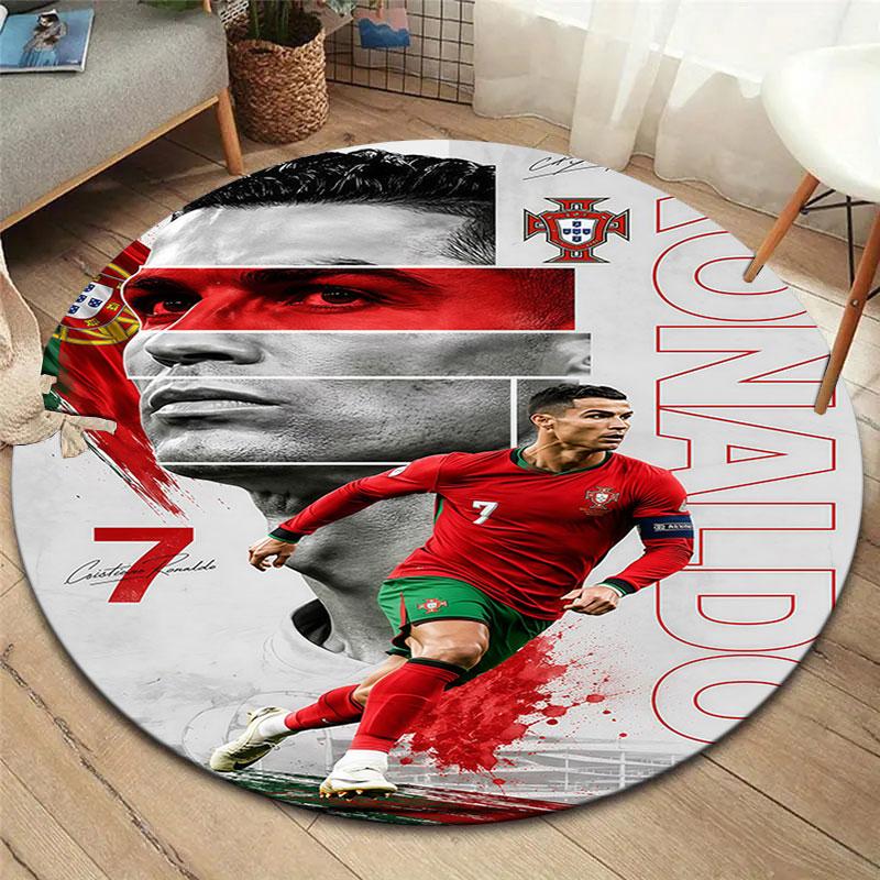 Στρογγυλό Χαλί Cristiano Ronaldo, Χαλί για Σαλόνι Υπνοδωμάτιο Καναπέ Παιδικό Δωμάτιο Διακόσμηση, Αντιολισθητικό Πατάκι