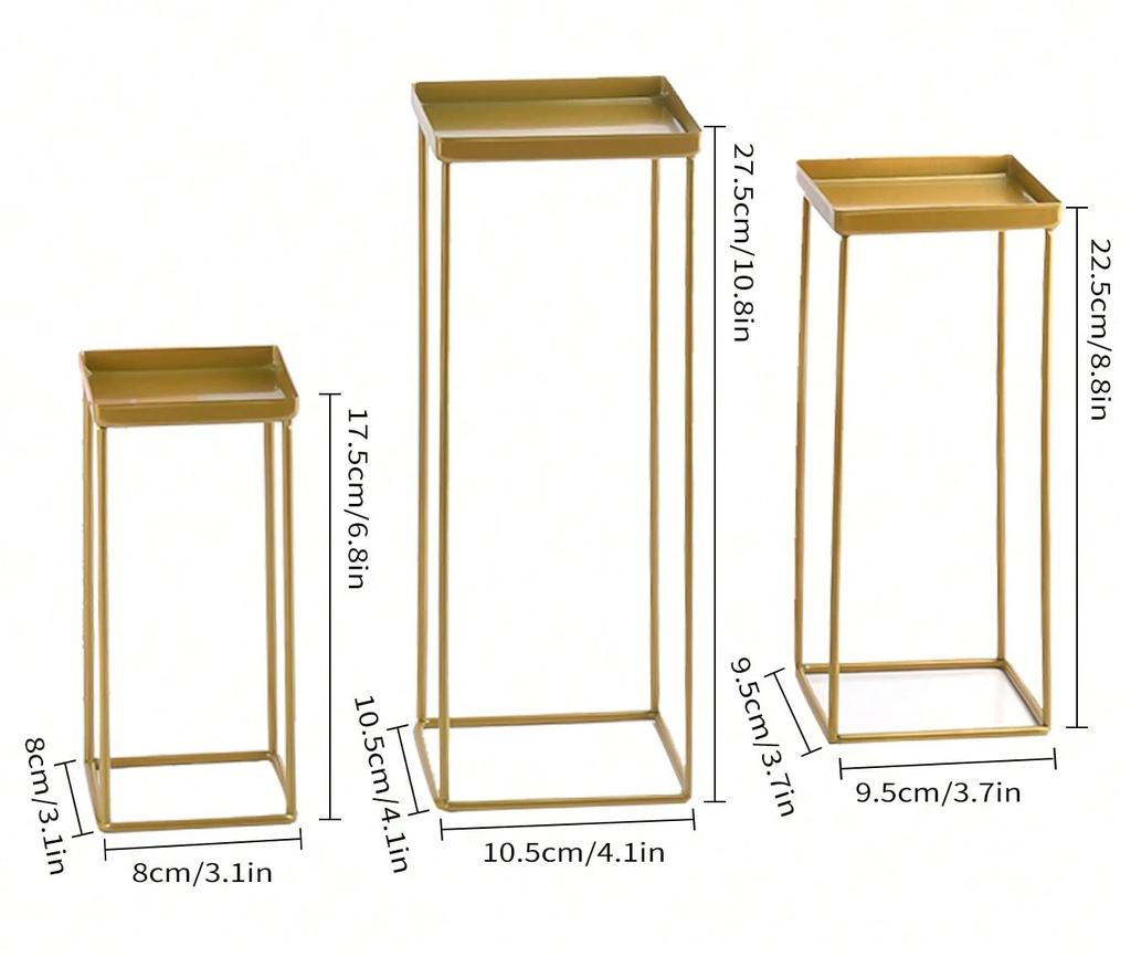 Leeseph Mini Serving Tray Set of 3 Cupcake Stand Metal Riser Racks/Food Display Stands Rectangle Serving Platter Metal Tray