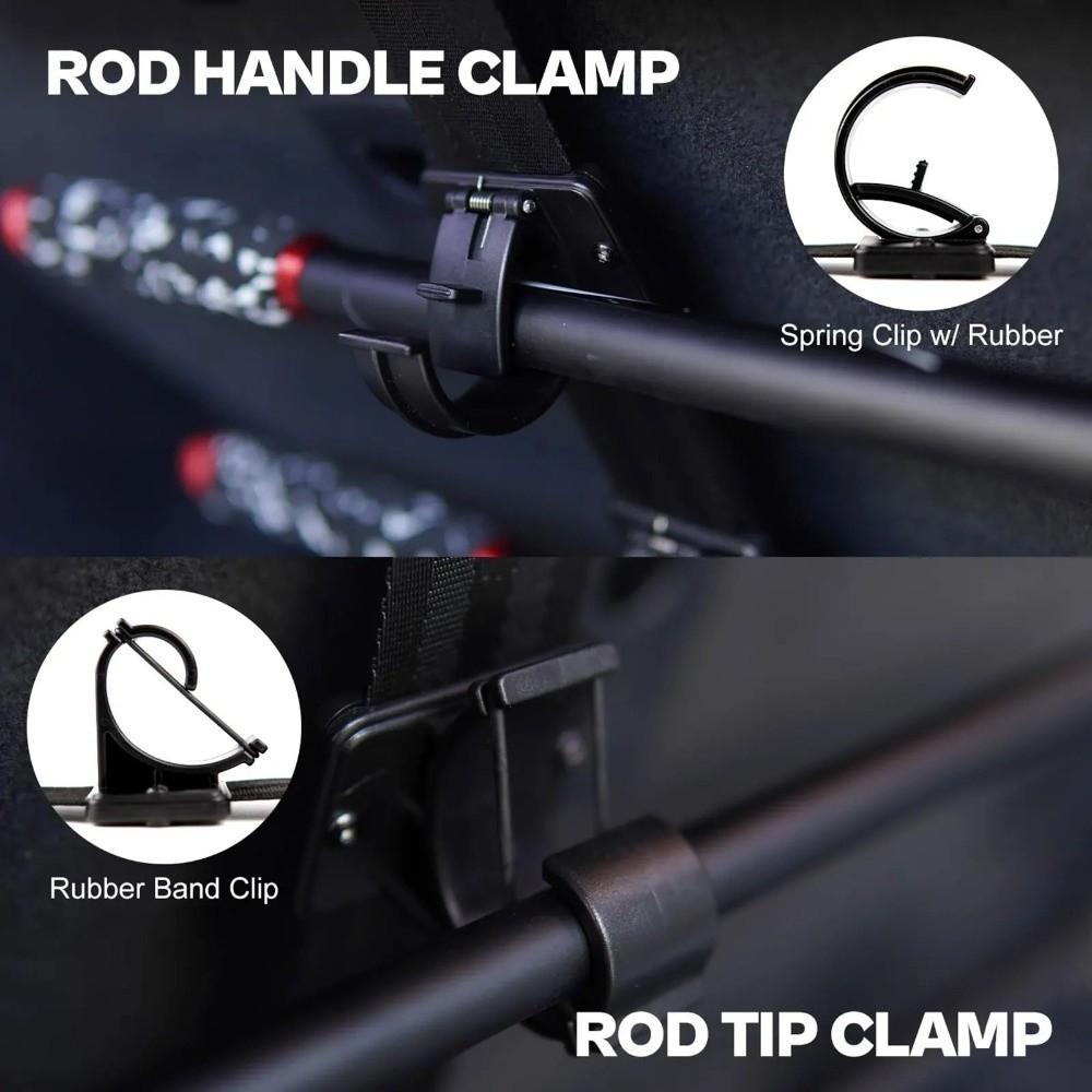 6 Position Car Fishing Rod Holder High-Elasticity Rubber Straps Non-Slip Design Clip-On Holder Durable Design