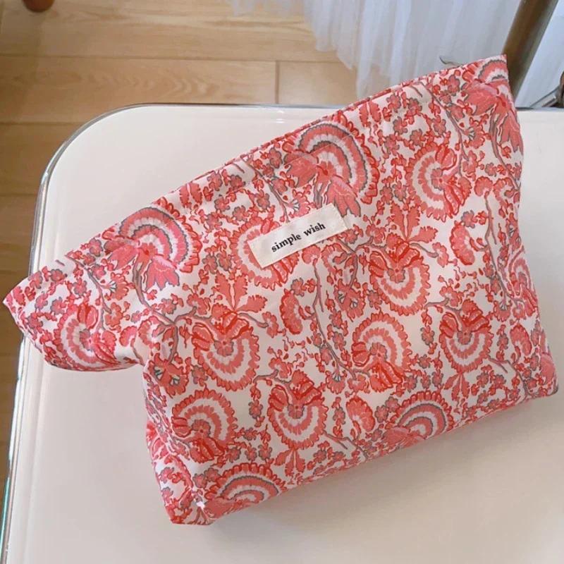 Cotton Ladies Travel Storage Lipstick Bag Retro Flower Women's Cosmetic Bags Cute Design Girls Pencil Case Makeup Bag Handbags