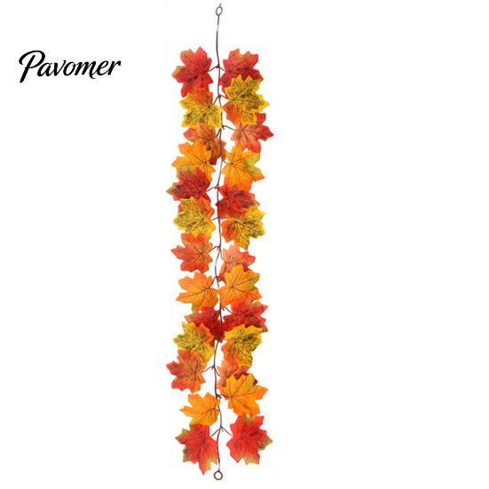 Thanksgiving Home Decor Artificial Fall Maple Leaf Garland, Autumn Foliage Hanging Vine, Flexible Decorative Vines Reusable Harvest for Fireplace