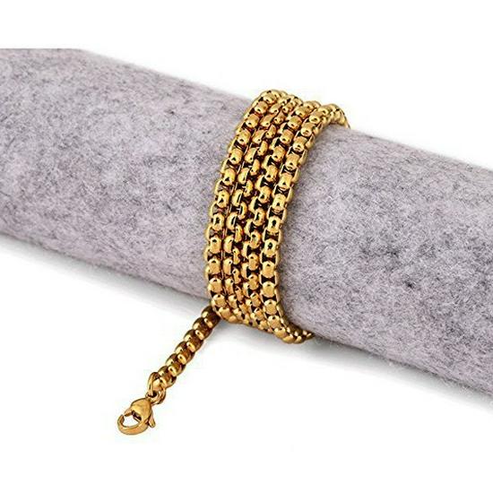 Men's Stainless Steel Pearl & Titanium Clavicle Necklace - Square Chain Design