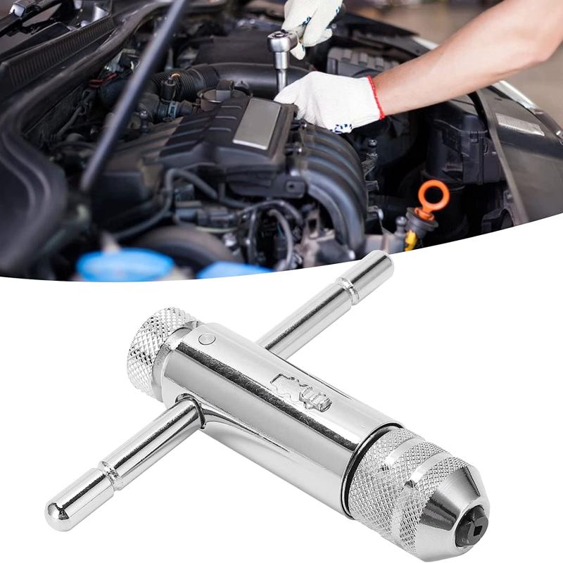 T-Handle Ratchet Tap Holder Wrench Set Hand Tools with 5pc M3-M8 Machine Screw Thread Metric Plug T-shaped Tap Car Repair Tool