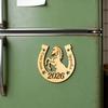 1/2/3Pcs 2026 Year of The Horse Fridge Magnet Rustic Wooden Auspicious Horseshoe Fridge Magnet Chinese New Year Home Office Kitchen Decoration
