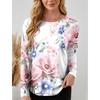 2025 Fashion Women's Floral Oil painting flowers O-Neck Long Sleeve T-Shirt Y2K Casual Tops Womens Clothing Harajuku Pullover