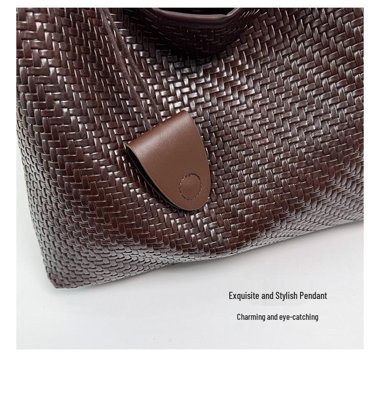 High-End Simple Retro Woven One-Shoulder Tote Bag - Stylish and Trendy Mother-Child Design
