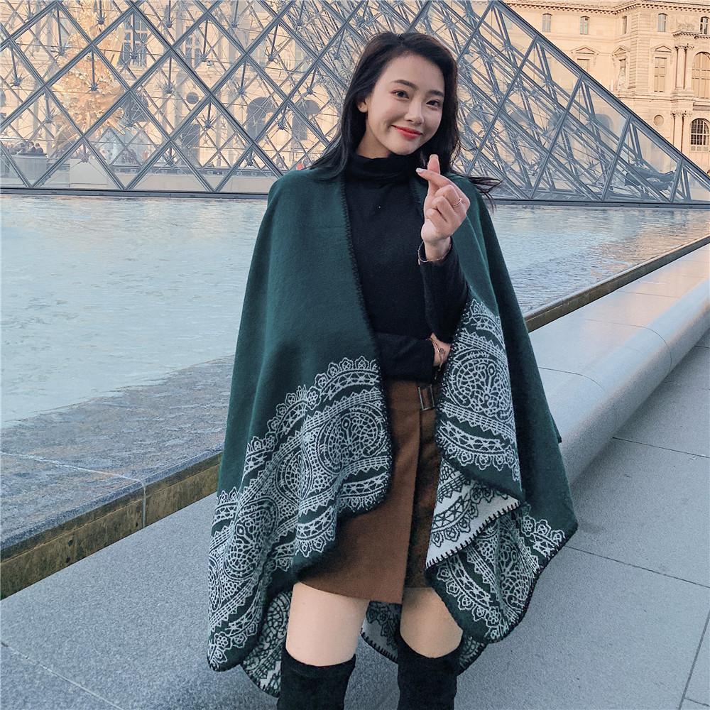 Ethnic Style Split Shawl Women s Winter and Autumn Nepal Xizang Travel Warm Air Conditioning Scarf Cloak Versatile Thick Cloak 130*150cm