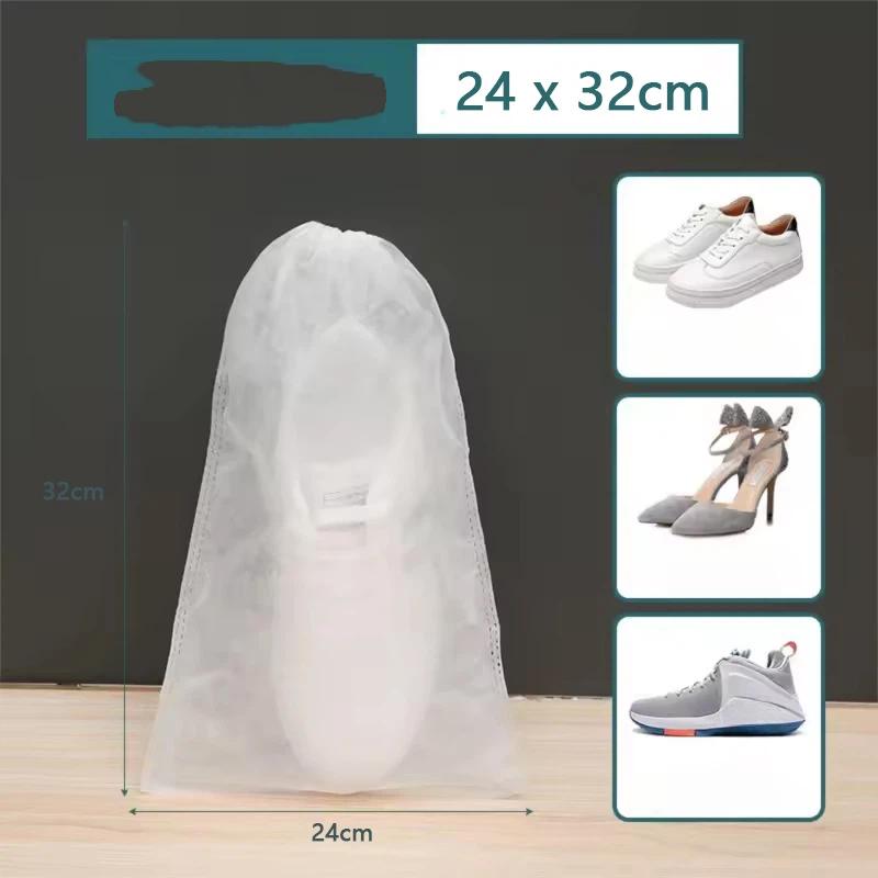 10/20/30/50 Pièces Housse anti-poussière respirante Non-tissé Anti-poussière Cordon de serrage Sac de rangement transparent Pochette de voyage Sacs à chaussures Séchage des chaussures Protéger
