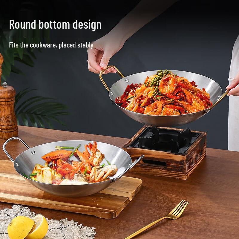 Food Grade Stainless Steel Dry Pot with Double Handles