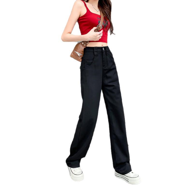 Women's High-Waist Wide-Leg Jeans - Slim, Straight, and Loose Fit for Spring, Autumn, Winter 2024.