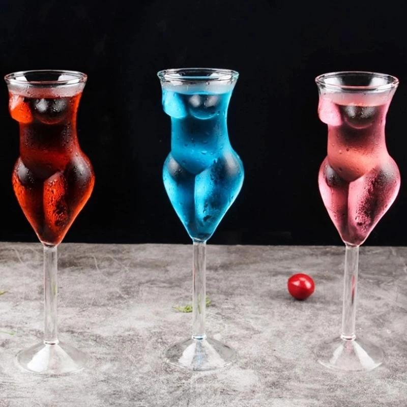 Creative Naked Female Body Champagne Wine Glass Goblet Beauty Body Cocktail Glass for Bar and Club Funny Wine Glass