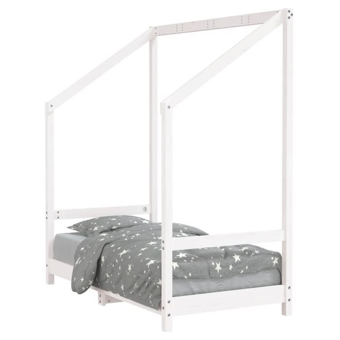 VidaXL Cadre de Lit pour Enfants, Lit Simple avec Sommier à Lattes, Meuble de Chambre à Coucher, Moderne, Blanc 70x140 cm 835707