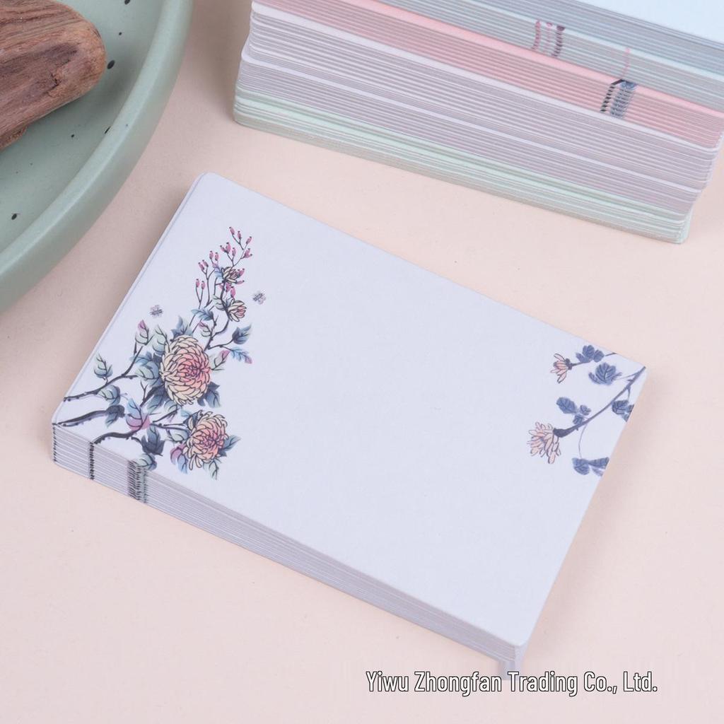 Marcadores de Livro em Branco DIY Estilo Chinês e Cartões com Grafite Pintados à Mão com Notas Adesivas (20 folhas)