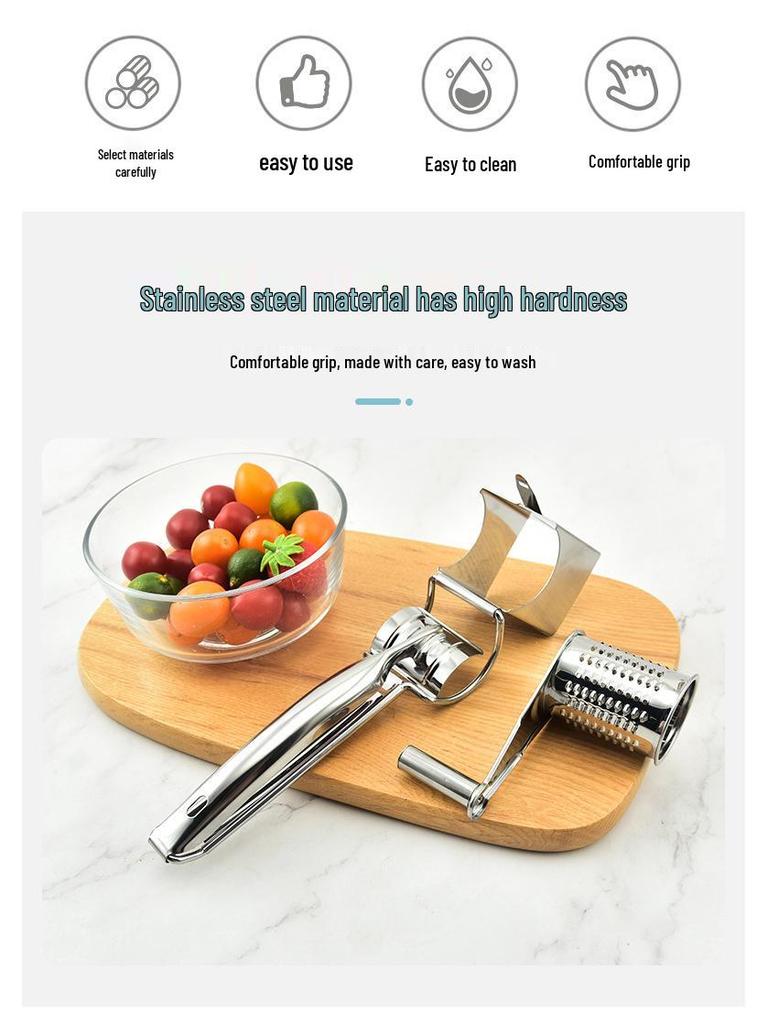 Stainless Steel Hand-Crank Rotary Cheese Grater for Home Use