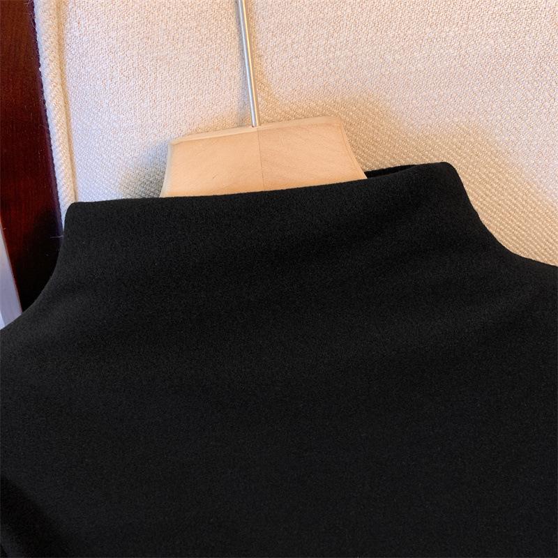 T-shirt à col roulé à manches longues ajusté en velours Renard Argenté - Haut chaud de couleur unie pour femme Automne/Hiver