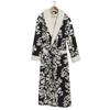 Couple Flannel Solid Color Warm Bathrobes Soft Velvet Long Pajamas Loose Warm Home Clothing Double Thickness Jacquard