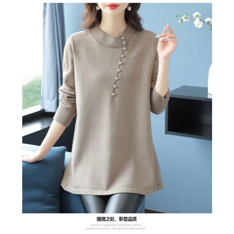 Mid-length Loose Mother's Knitted Bottoming New Top Middle-aged Autumn Winter Chinese Style Sweater