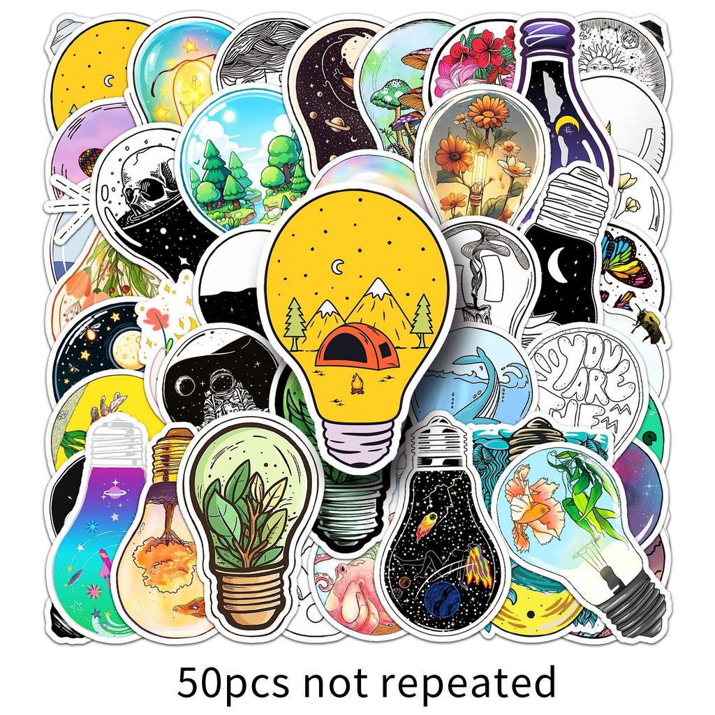 50 Light Bulb World Graffiti Stickers Personalized Creative Decorative Skateboard Suitcase Hand Account Mobile Phone Case Stickers