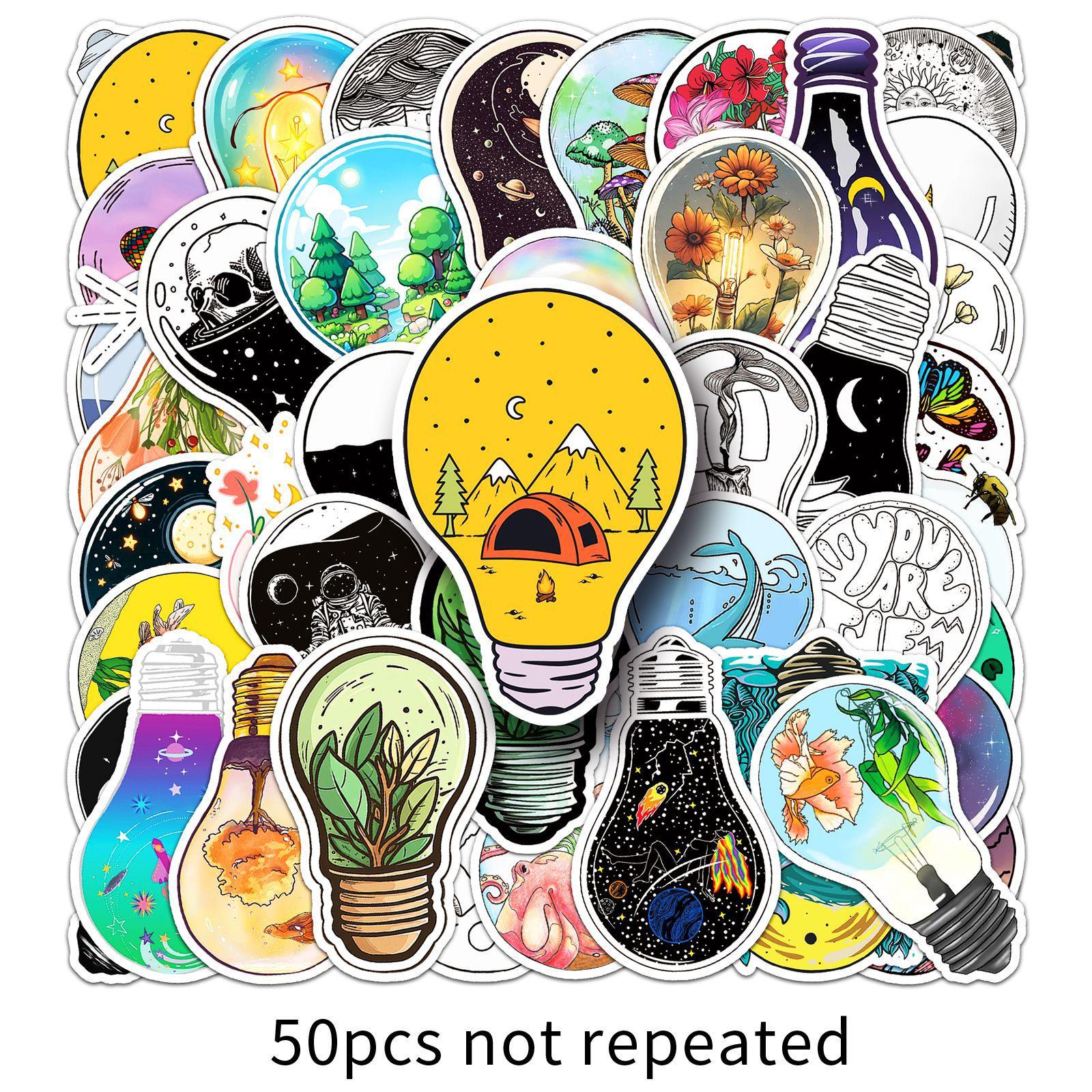 

50 Наклеек Граффити Мир Лампочек Персонализированные Креативные Декоративные Наклейки для Скейтборда, Чемодана, Ручного Блокнота, Чехла для Мобильного Телефона