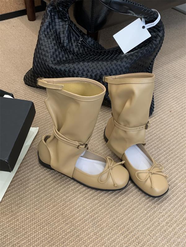 Fashion Bow Shoes Sandal Woman Boot Suit Female Beige Strappy Heels Round Toe Black  2025 Velvet Low Girls Elastic Band Rome Cotton Fabr