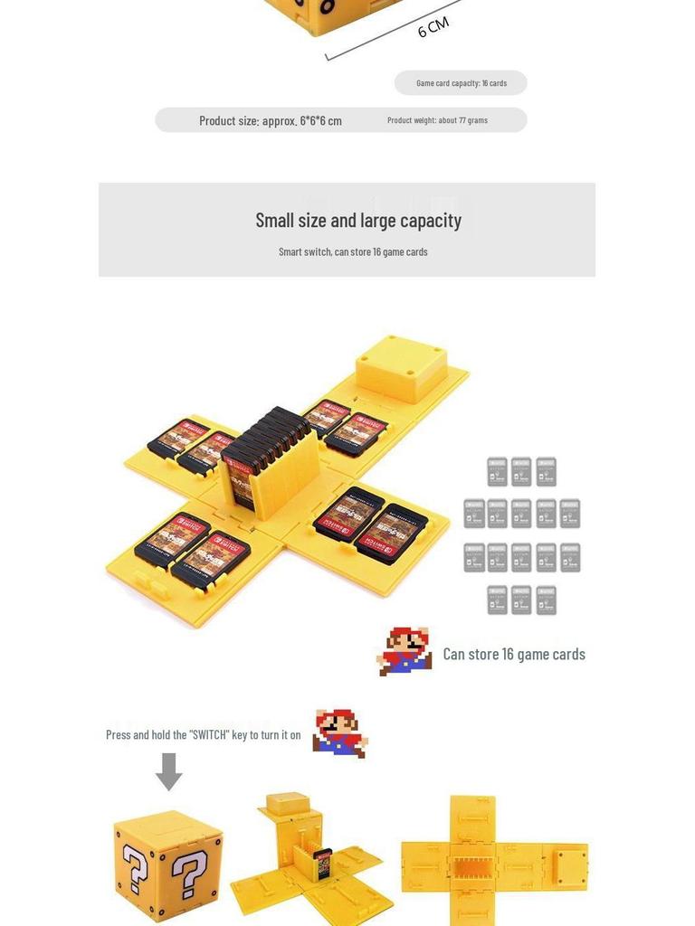 Switch OLED Console Game Card Storage Case - Large Capacity Folding Cartridge Holder