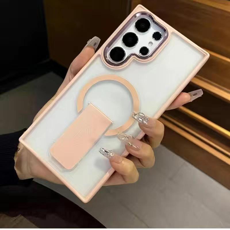 Suitable for Samsung S25ultra Mobile Phone Case Matte Bracket Magnetic Suction S24ultra Protective Case S23 New Anti Slip