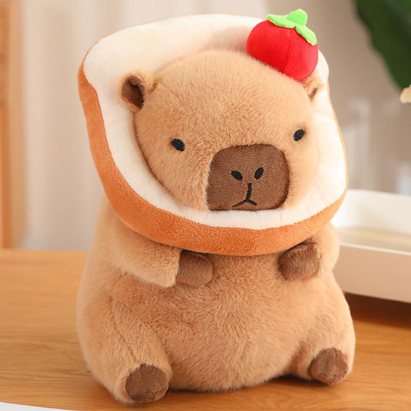 Capybara Plush Huggable Toy With Unique Food Designs And Soft Short Plush Fabric