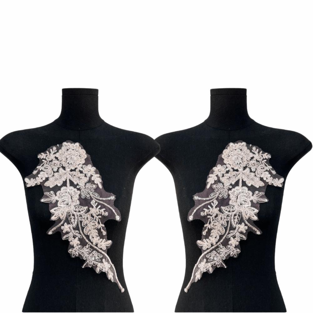

1 pair Plum Blossom Decoration Sequin Embroidery Sequin Decoration Lace Decoration Plum Blossom Nail Bead Fabric Decoration 37x15.5cm рожевий