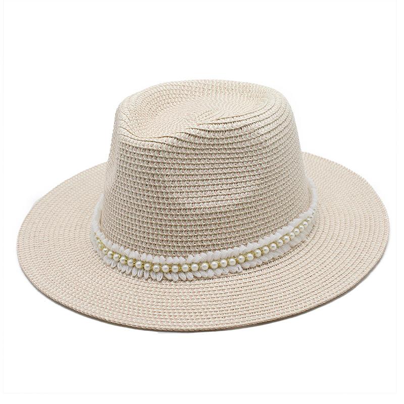 Summer Men'S And Women'S Gender-Neutral Sunshade Straw Hat Sun Protection Uv Protection Straw Woven Panama Top Hat