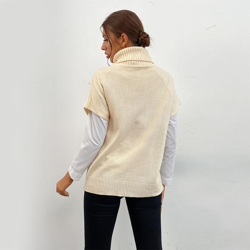 Woman Clothing Fashion Casual Tops Shirts Vintage Fashion Elegant Casual Autumn and Winter Solid Color Women's Twist High Neck Short Sleeve Sweater