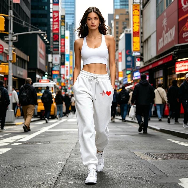 Womens Sweatpants Print Daily Casual Sports Pants Outdoors Gym Jogging Woman Clothes Trousers