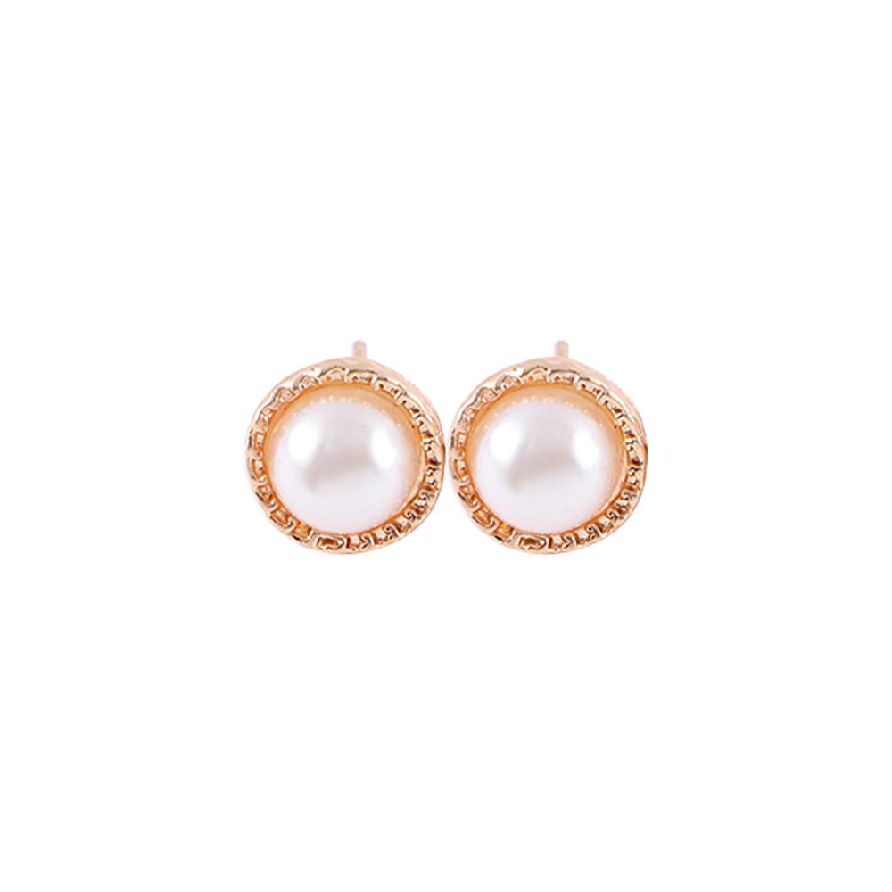 Gold Color Simulated Pearl For Women Hollow Round Accessories Jewelry Earring Sets Stud Earrings