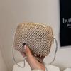 Summer Woven Small Bag Women's 2025 New Fashion Trend Chain Messenger Bag Simple Casual Straw Woven Small Square Bag