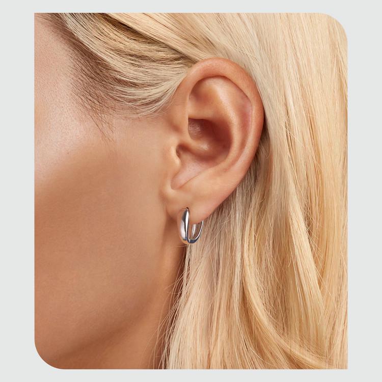 Aifle Daily Contrast Color Double Ring Earrings - S925 Sterling Silver Plated Platinum Jewelry for Women