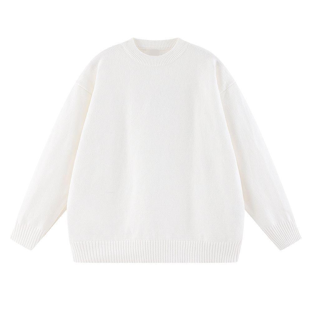 680g Heavyweight Knit Sweater with Faux Rabbit Fur Style, Round Neck, Unisex, Autumn/Winter, Customizable Inner and Outer Layers
