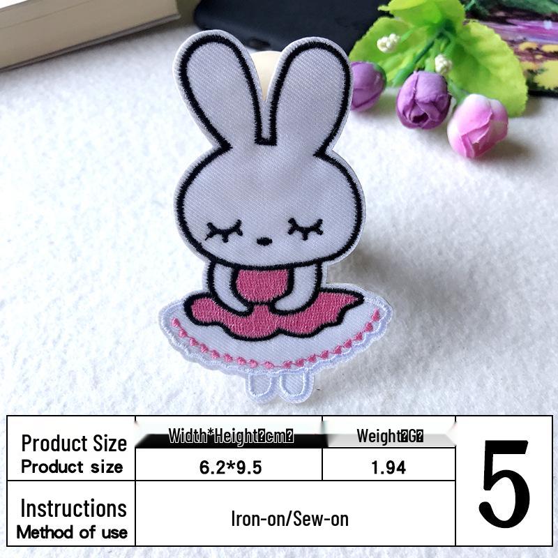Søt tegneseriekanin borrelås stoffmerke for veskedekorasjon