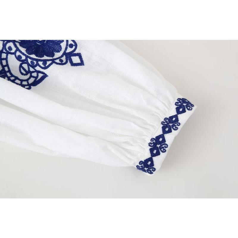 Spring and Autumn Women's Plus Size Shirt Street Fashion Casual Beaded Embroidery Long Sleeve Top