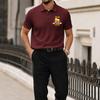 Men's Summer Polo Shirt Short Sleeve Ice Silk Material Casual Printed Top with Turn Down Collar for Daily Wear