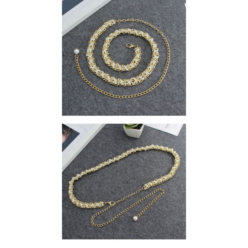 New Pearl Tassel Women's Sweet Decorative Dress Pearl Waist Chain Korean Version Versatile Multi-Layered Fashion Belt