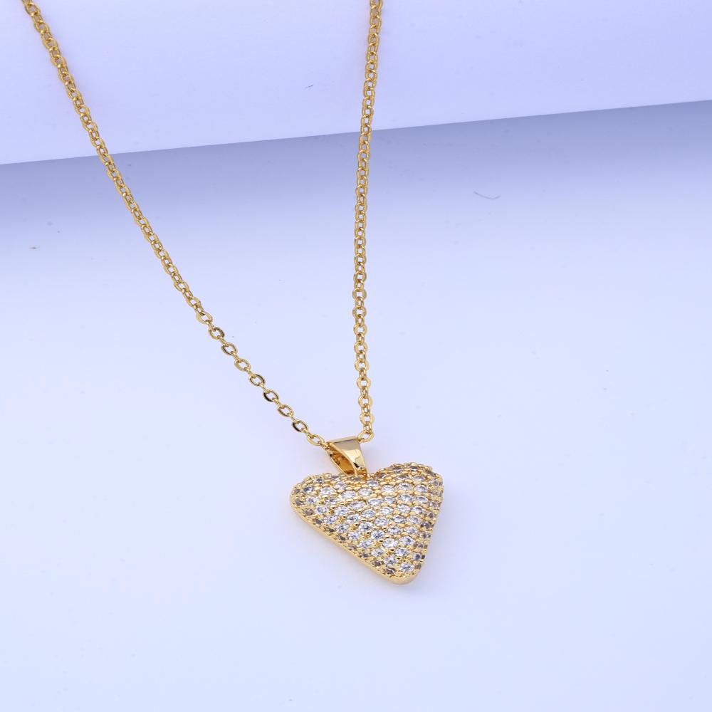 High Version Light Luxury Micro Inlay Love Pendant Titanium Steel Necklace Women's Fashion Versatile Net Red Full of Diamonds Fe