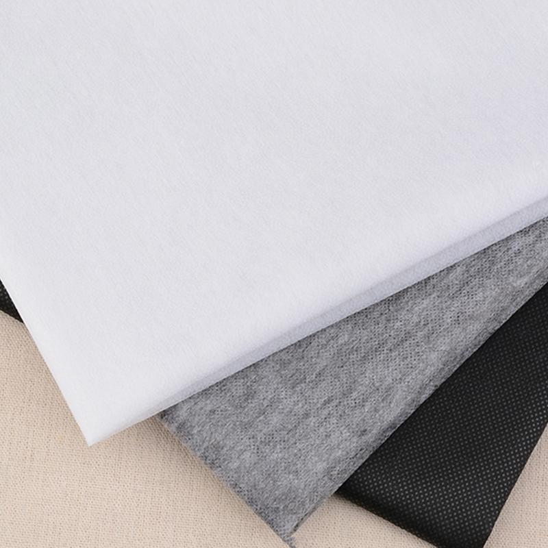 1/2M Non-Woven Fusible Interlining, Iron-On Adhesive Lining for Sewing, Single-Sided In White Black Grey for Patchwork