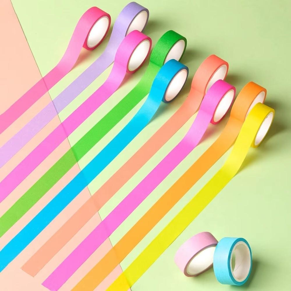 10 rolls Tearable Rainbow-colored Washi Tape Fluorescent Journals Tape Gift