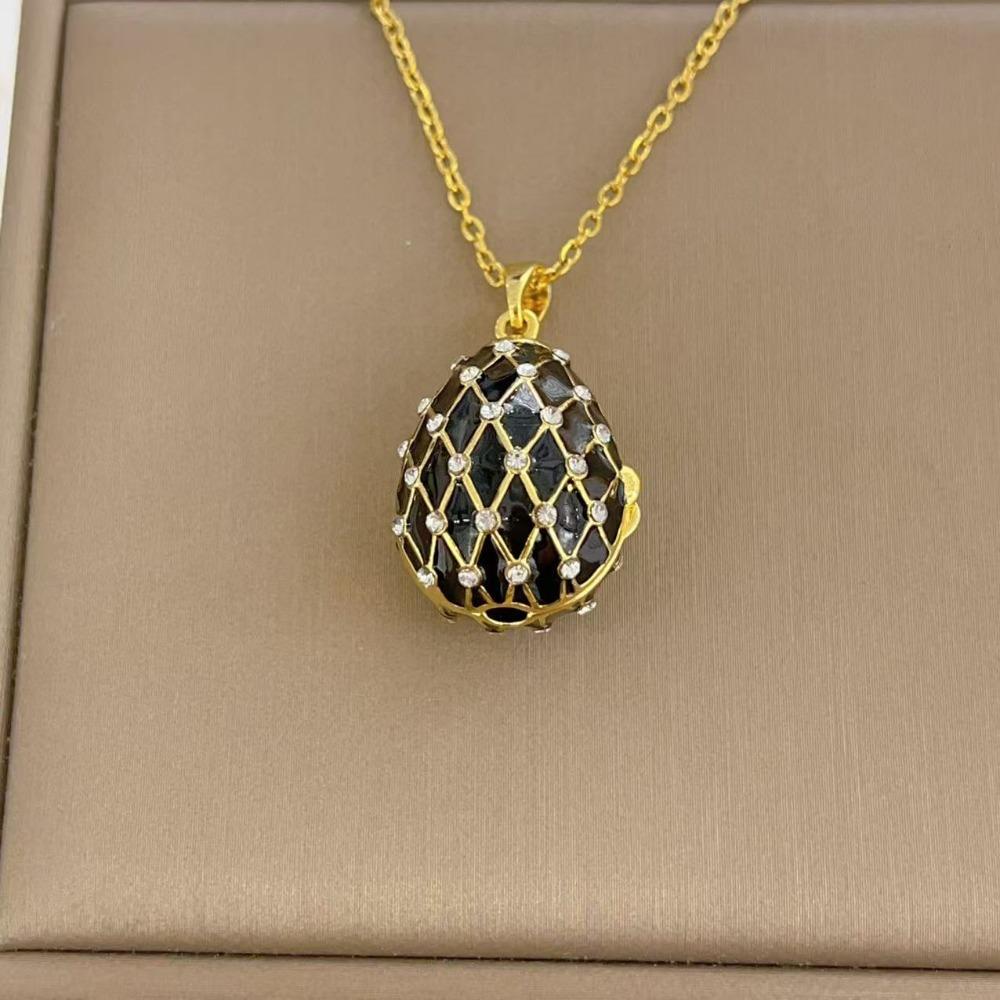 Enamel Easter Egg Chain Choker Hinged Clavicle Chain Vintage Opening and Closing Necklace Gift