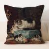Oil Painting Cat Cat Picture Pillowcase Living Room Sofa Cushion Cover Bedside Pillow Pillowcase Home Decoration