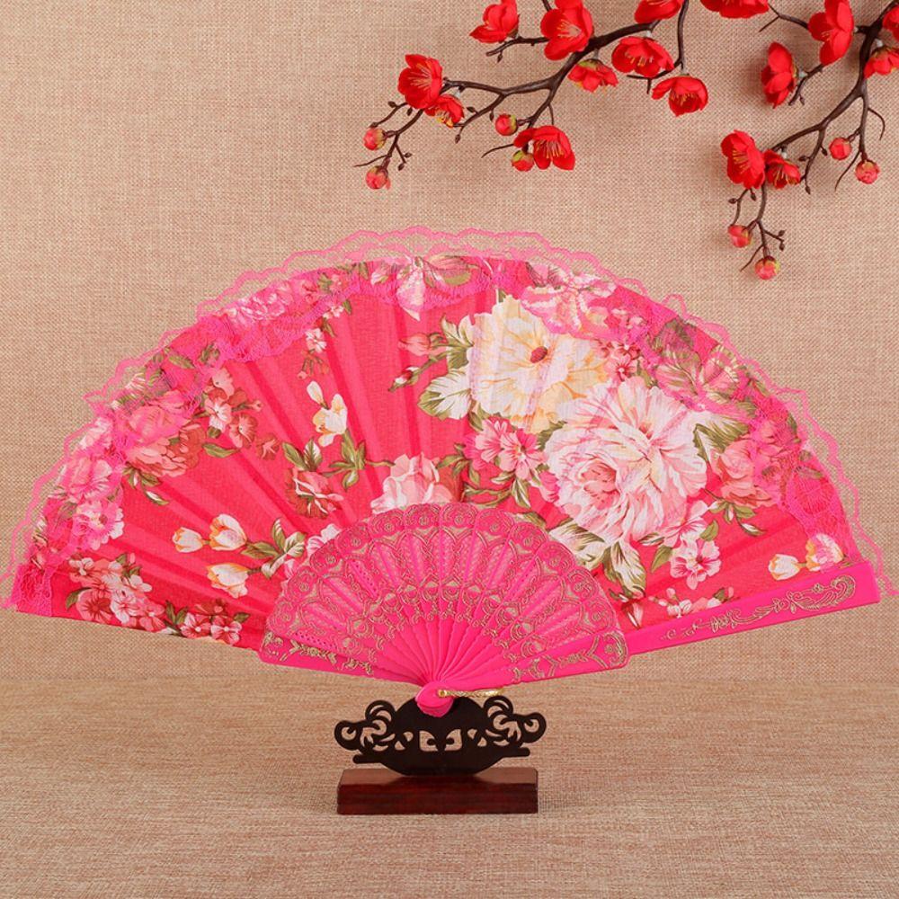 

Exquisite Lace Folding Fan Vintage Props Fan Portable Dance Hand Fan Home Decoration