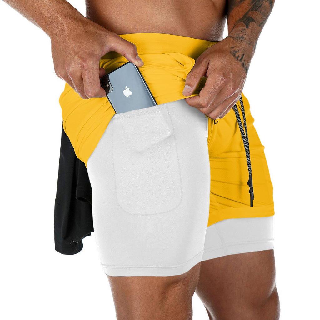 Men's Quick-Dry Double-Layer Summer Sports Shorts for Running, Basketball, and Training