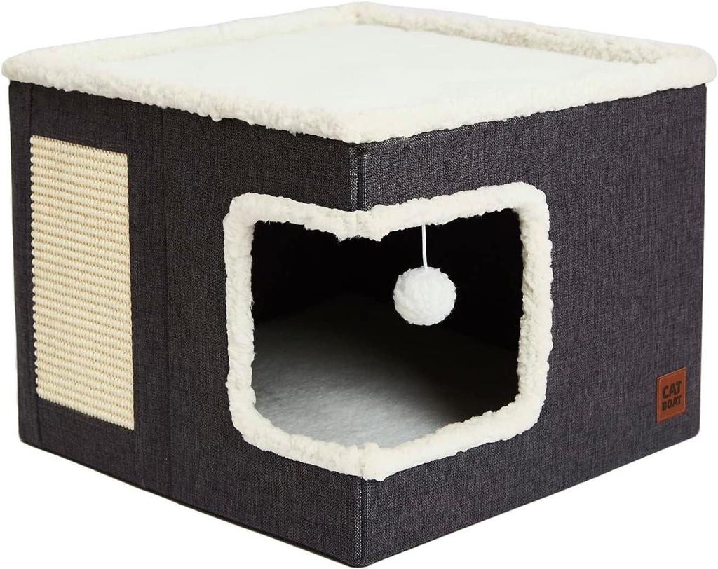 Foldable All-Season Cat and Dog Bed with Scratching Board
