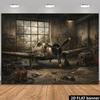2D Old Military Aircraft In Workshop Backdrop Photography Background