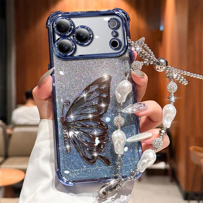 

Лазерный чехол-браслет с блестками и бабочками, противоударный, с гальваническим покрытием для Google Pixel 10 9 8 7 Pro XL 9A 8A 7A, силиконовый чехол Google Pixel 10 Pro XL синий